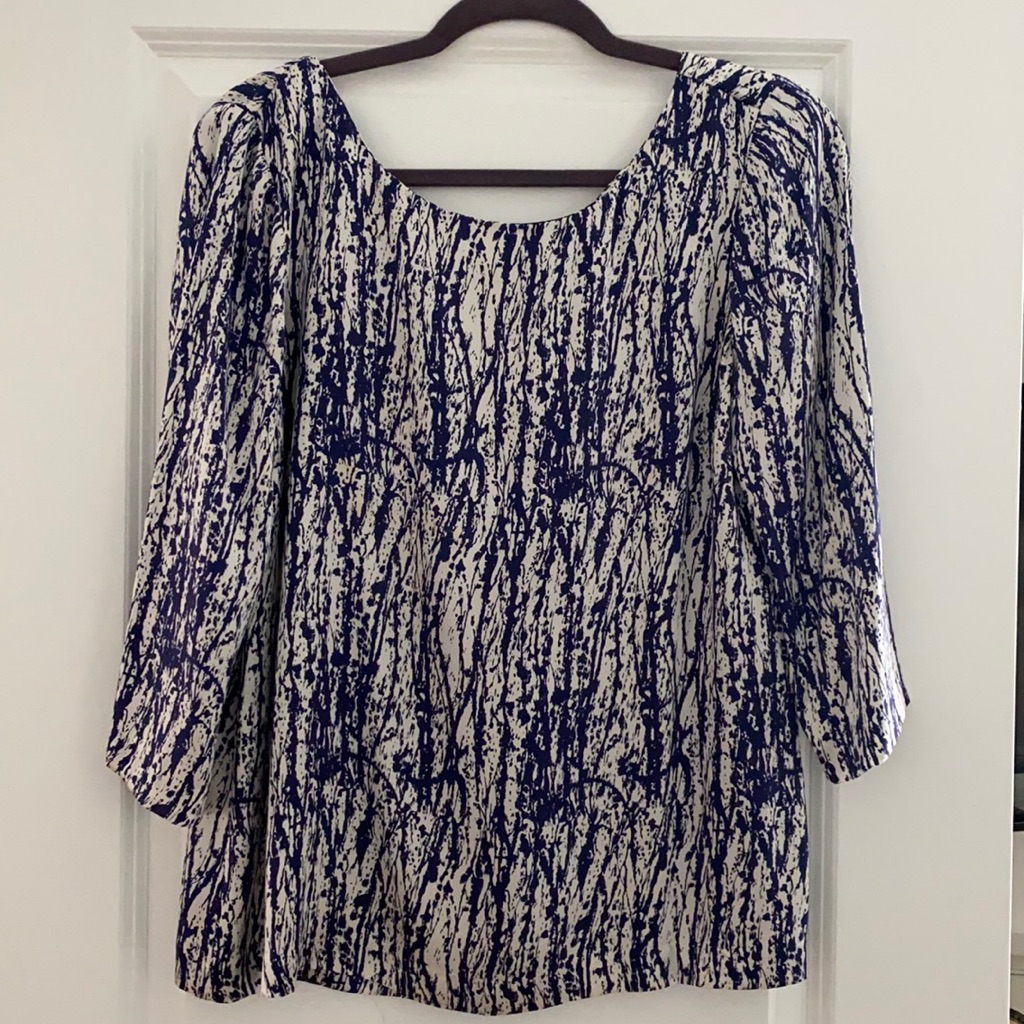 Joie Silk Blouse White And Navy